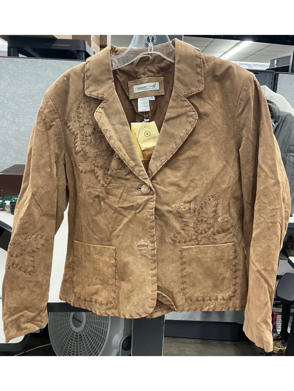 Vintage Coldwater Creek suede flower/star leather jacket size PM